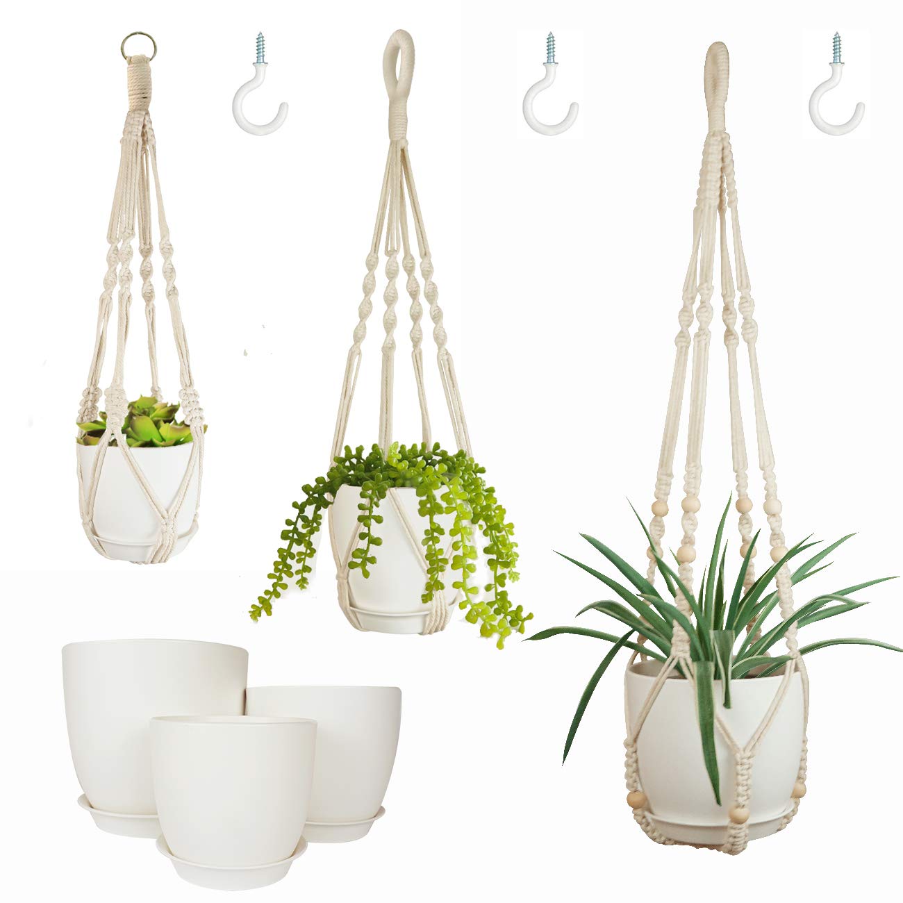 Bouqlife macrame hanger 34-inch elevates indoor greenery with a clean, space-saving display.