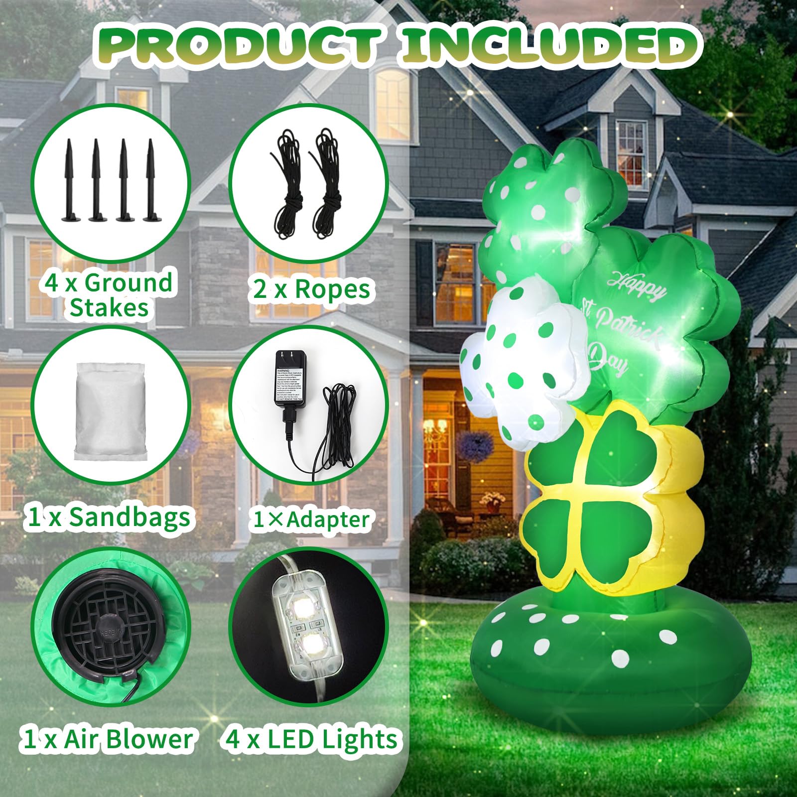 Boveco easy-inflate design quickly brings the shamrock to life for gatherings.