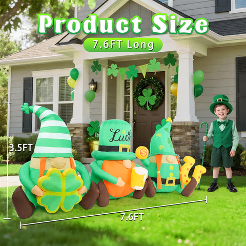 Boveco four-leaf clover gnome highlights lucky details at night.