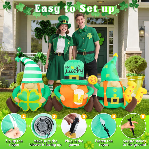 Boveco horseshoe gnome emphasizes traditional St Patrick's decor.