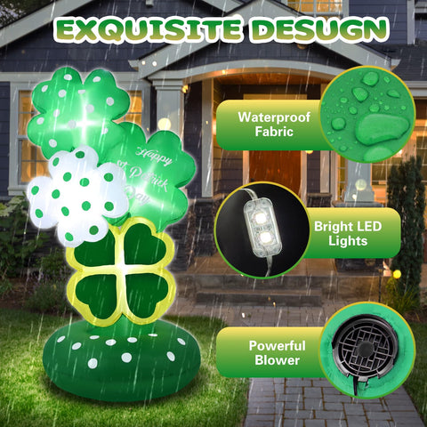 Boveco shamrock inflatable with built-in lighting creates magical nighttime ambiance.
