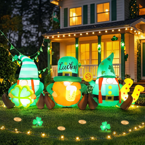 Boveco St Patrick's Day gnomes inflatable creates bright outdoor curb appeal.