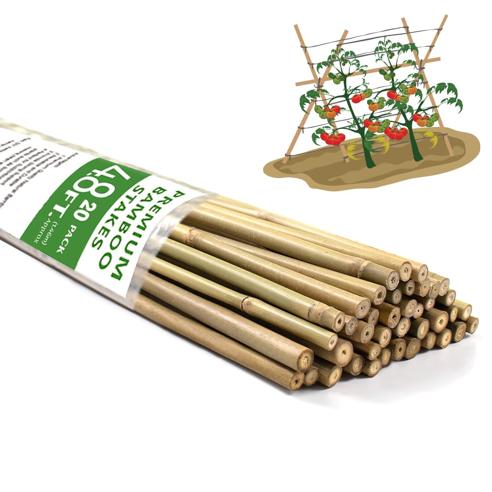 BOVITRO bamboo stakes 4-8ft provide sturdy plant support for tall garden varieties.