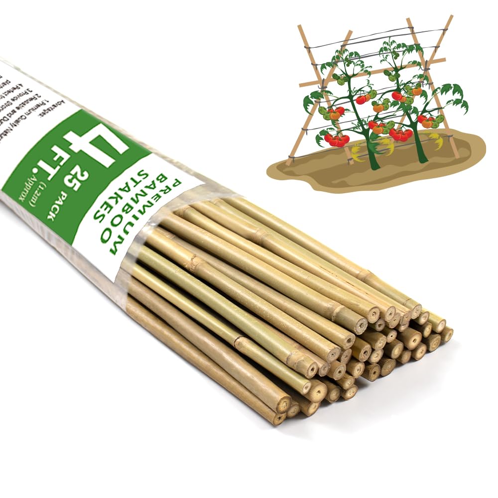 BOVITRO bamboo stakes 4ft offer sturdy garden support for tall plants.