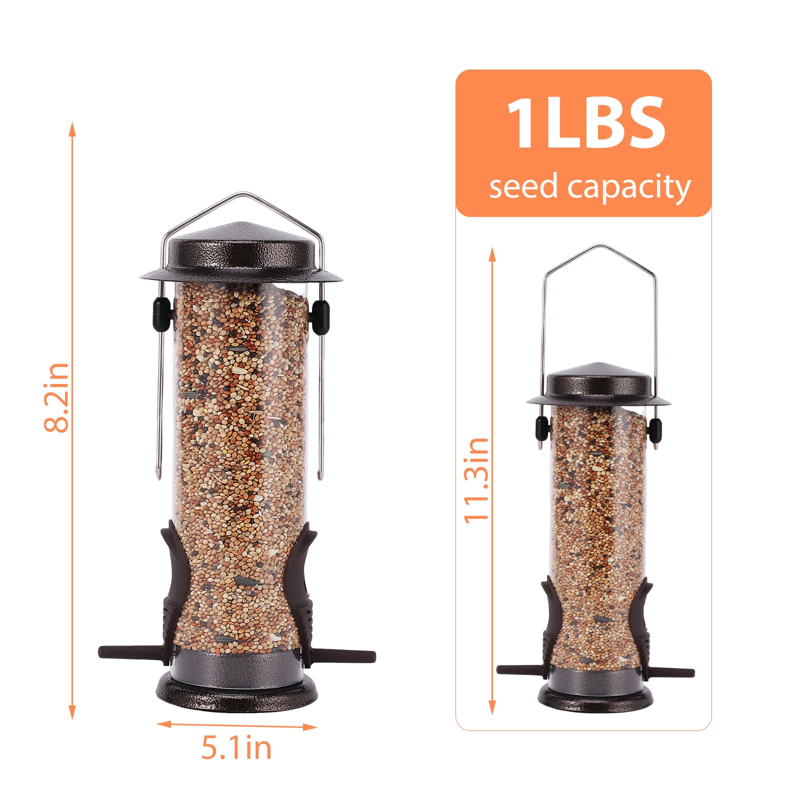BOWEITI two-port design accommodates multiple birds feeding at once.