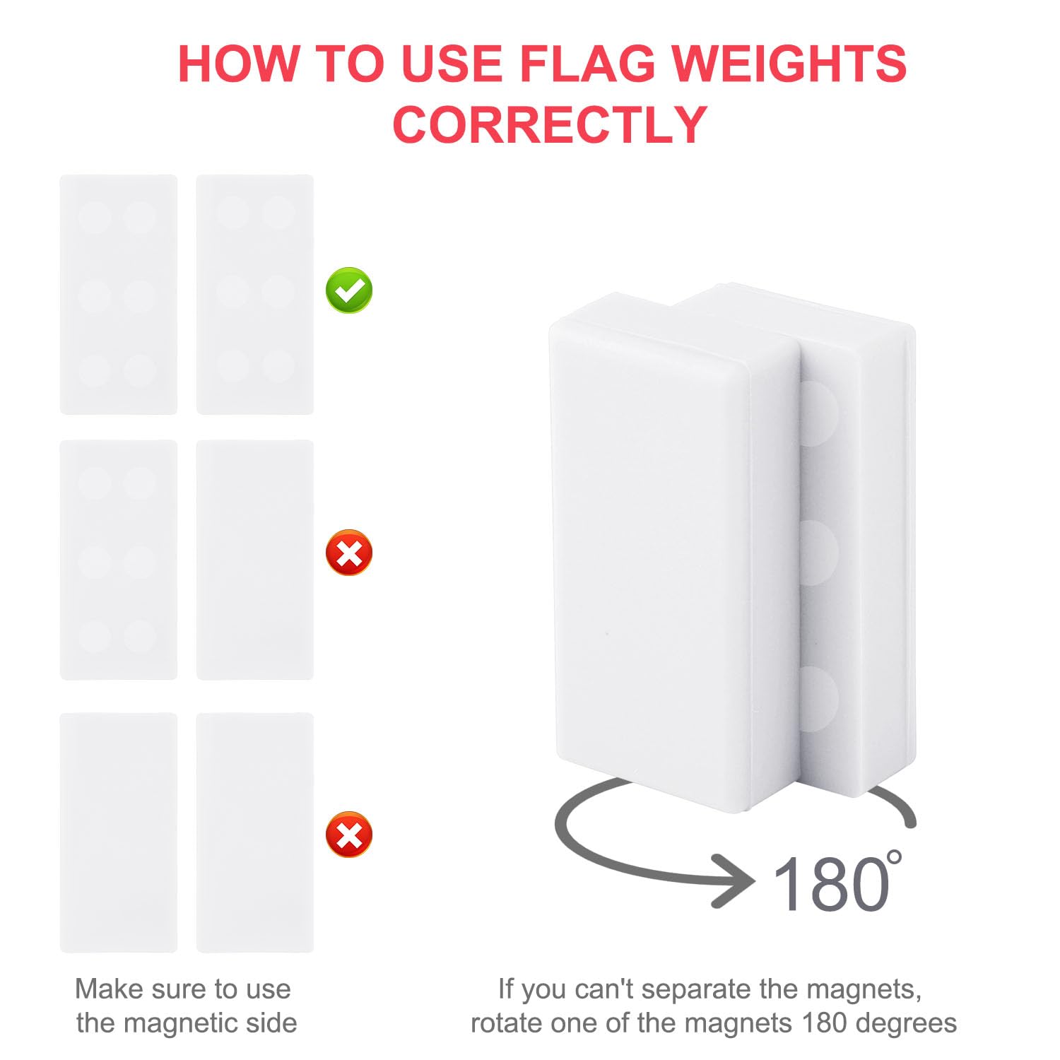 BOXOB American flag weight magnet keeps flags taut.