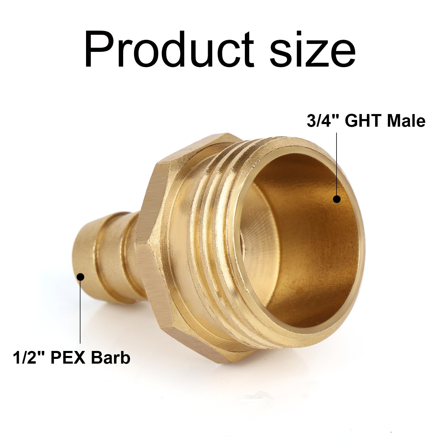 BOXOB brass PEX barb connector closeup highlights a sturdy connection for leaks-free use.