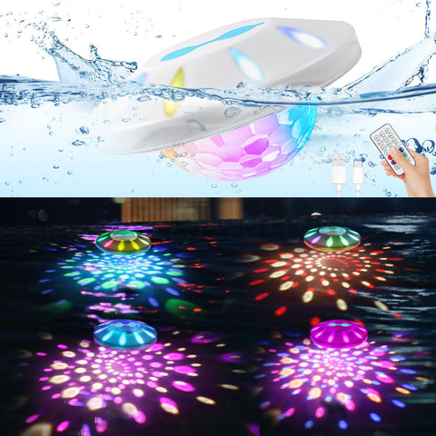 BOXPSII quad-pack floating pool lights glow in pool for nighttime ambiance