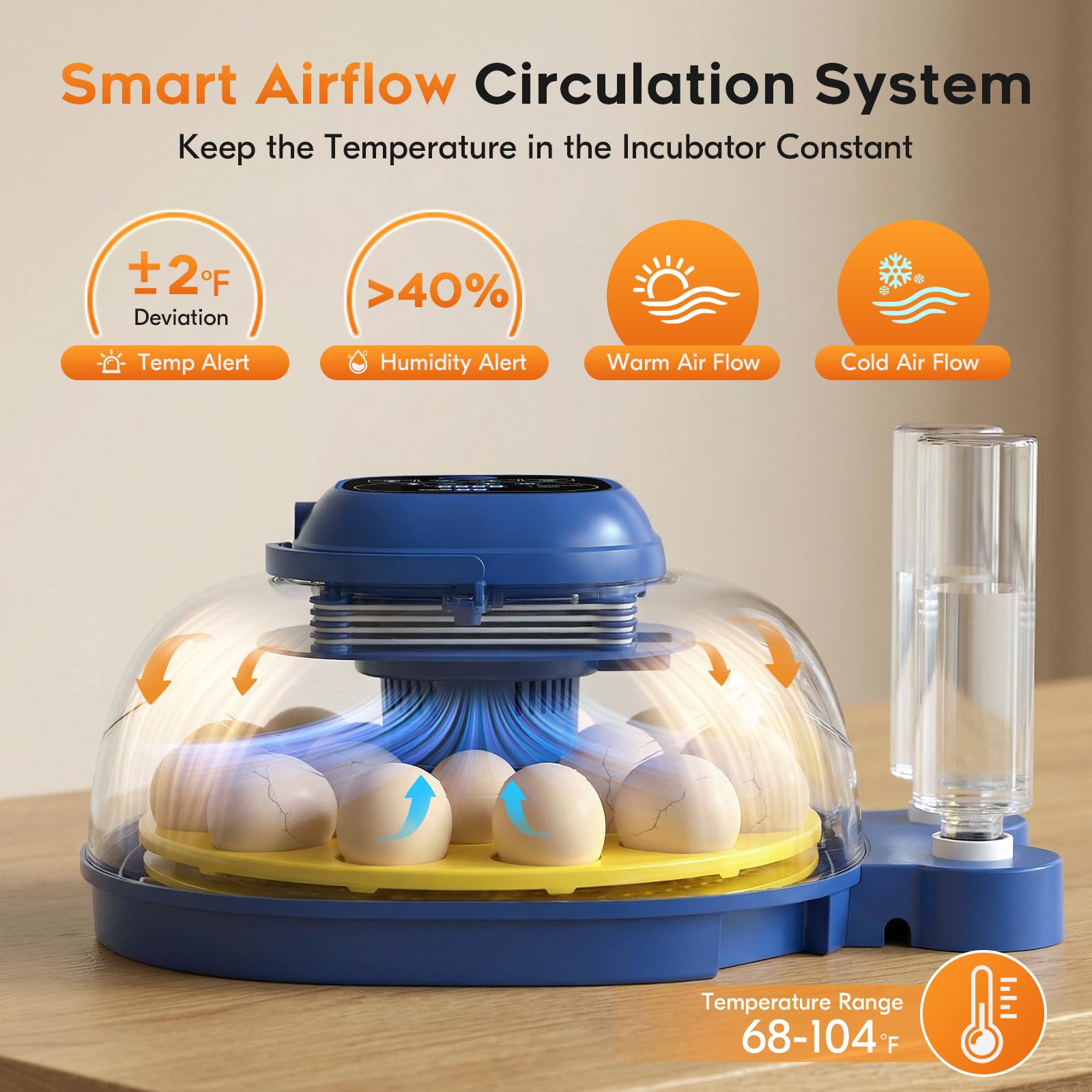 BOXTREN automatic egg turning system ensures even warmth for healthier embryo development.