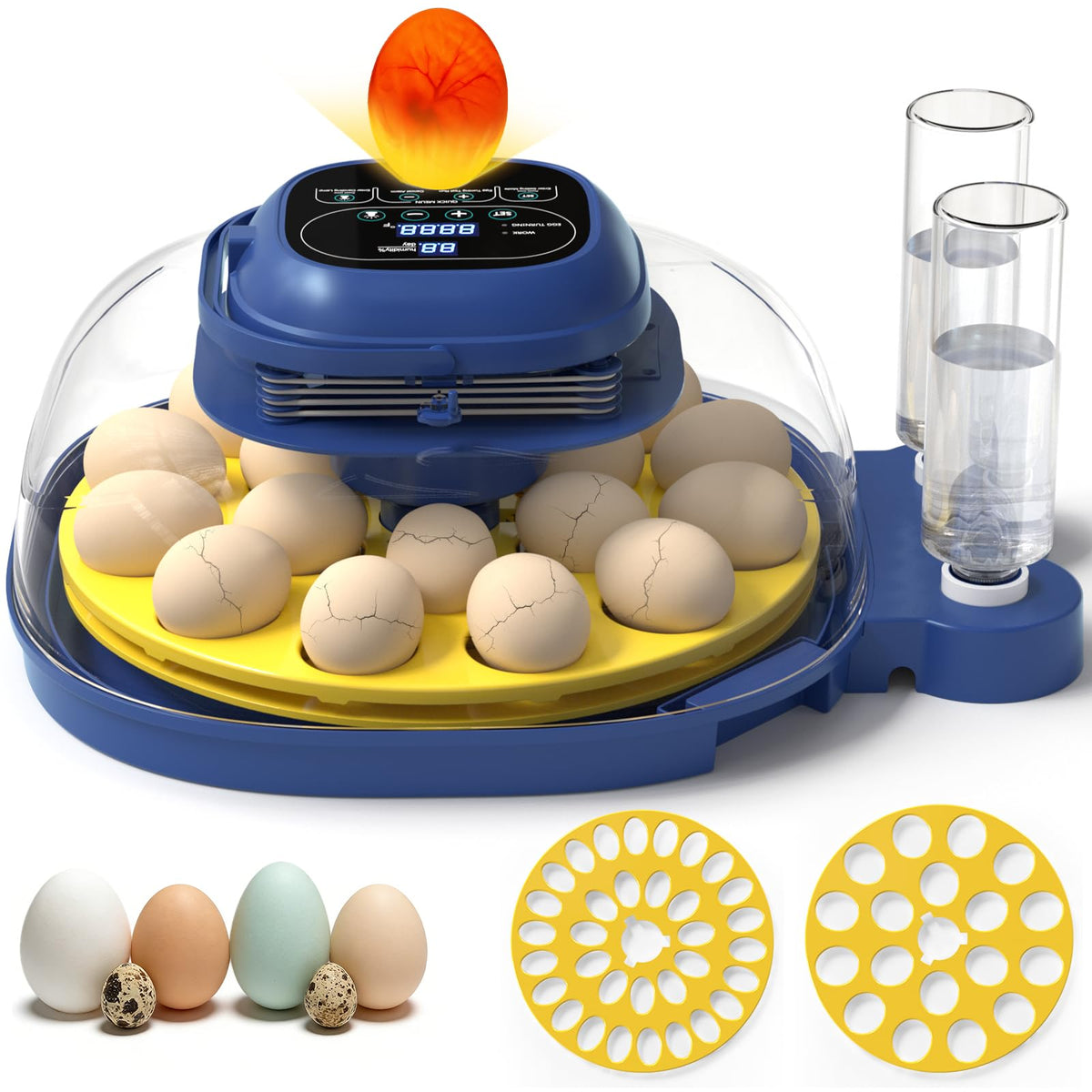 BOXTREN 18-33 Egg Incubator digital control display for precise temperature and humidity monitoring.