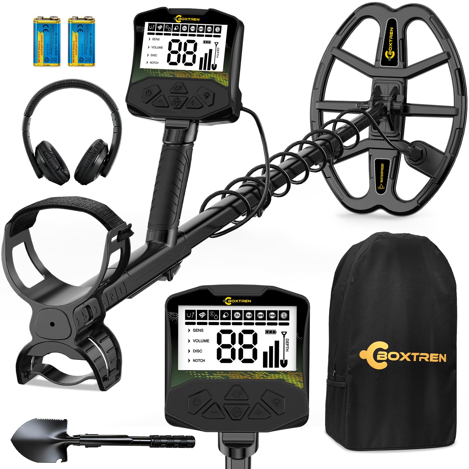 BOXTREN metal detector with adjustable stem for comfortable treasure hunts