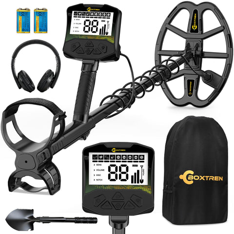 BOXTREN metal detector with adjustable stem for comfortable treasure hunts