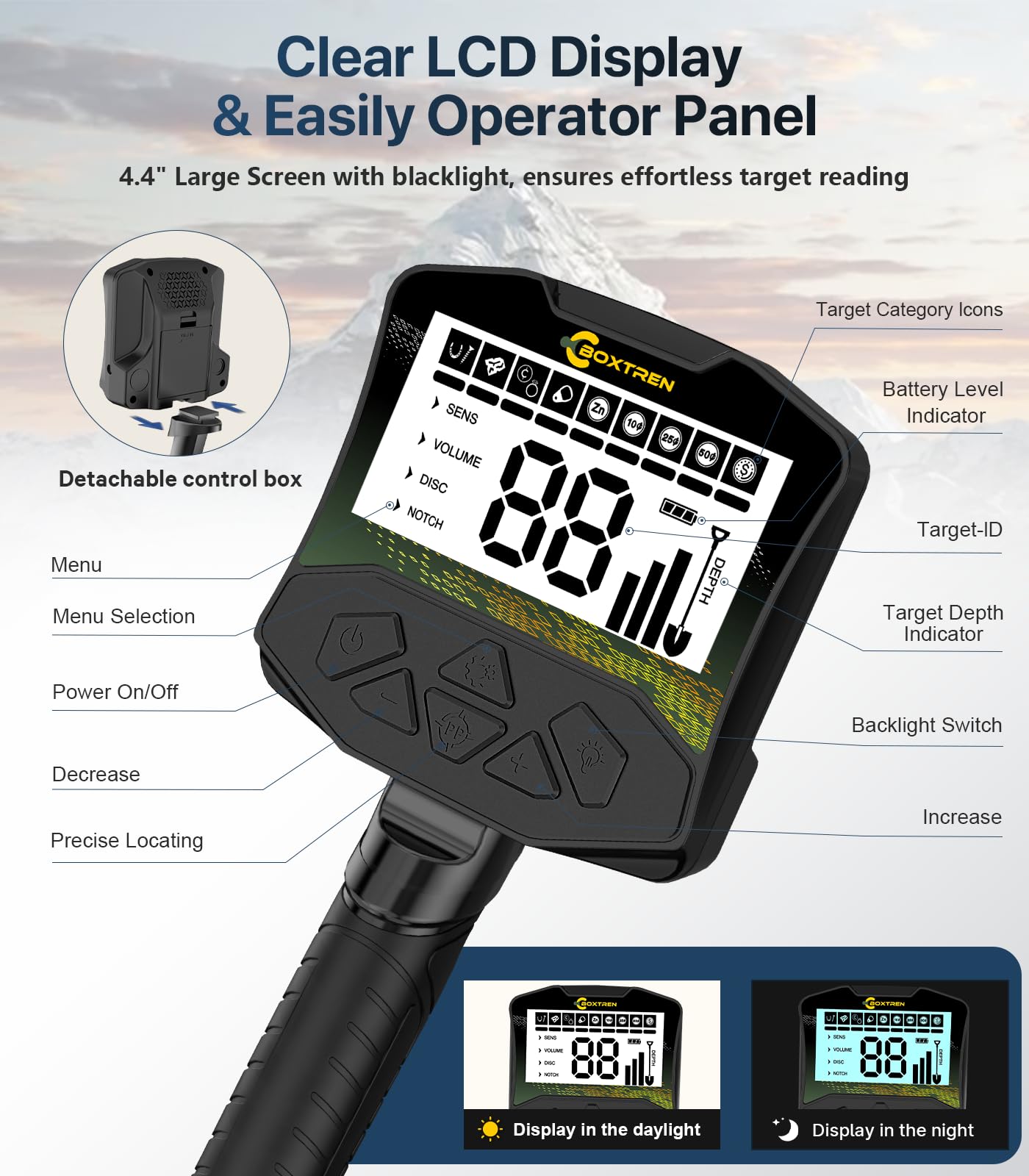 BOXTREN metal detector offers five modes for versatile targeting