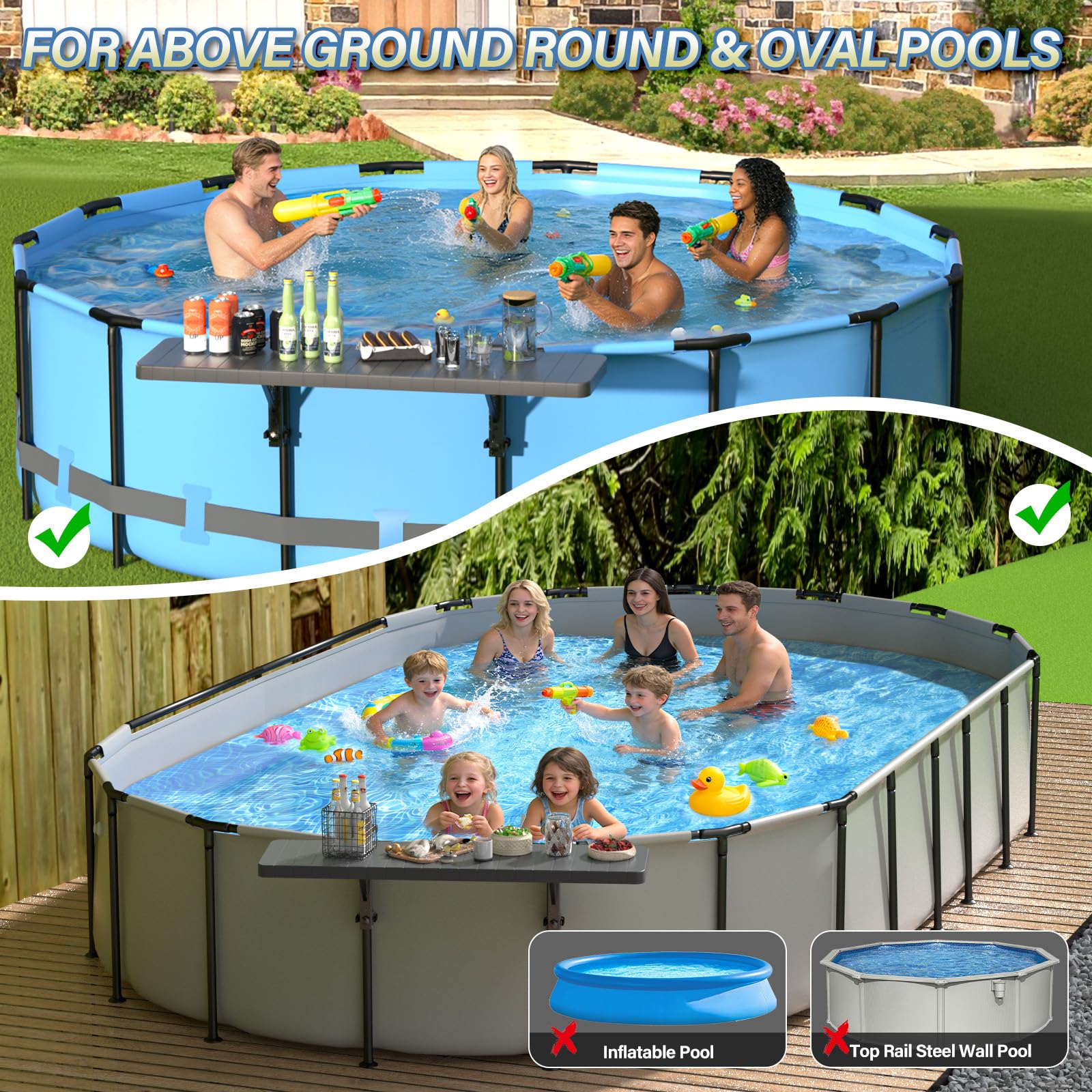 BoYata pool bar table dimensions fit round and oval pools
