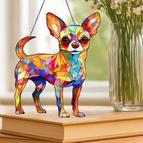 BOYESE dachshund ornament glows softly in sunbeams.