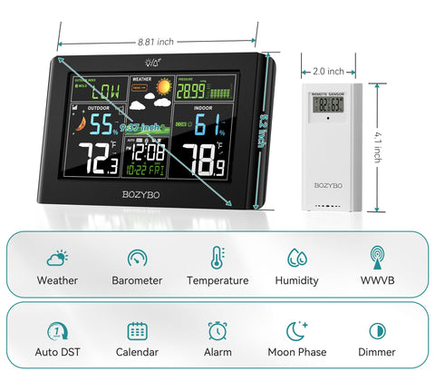 BOZYBO calendar and moon phase view supports daily planning