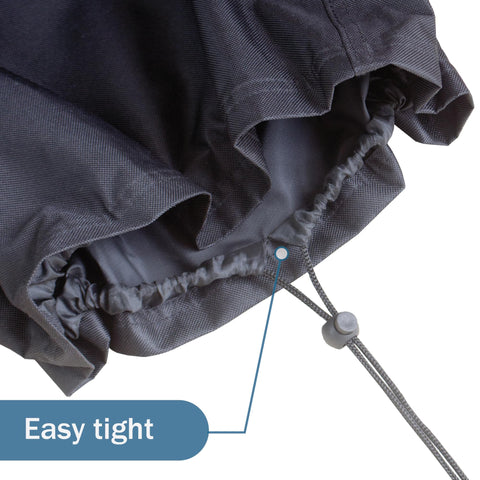 Bozzcovers trimmer engine cover toggles closeup illustrates windproof, secure adjustment.