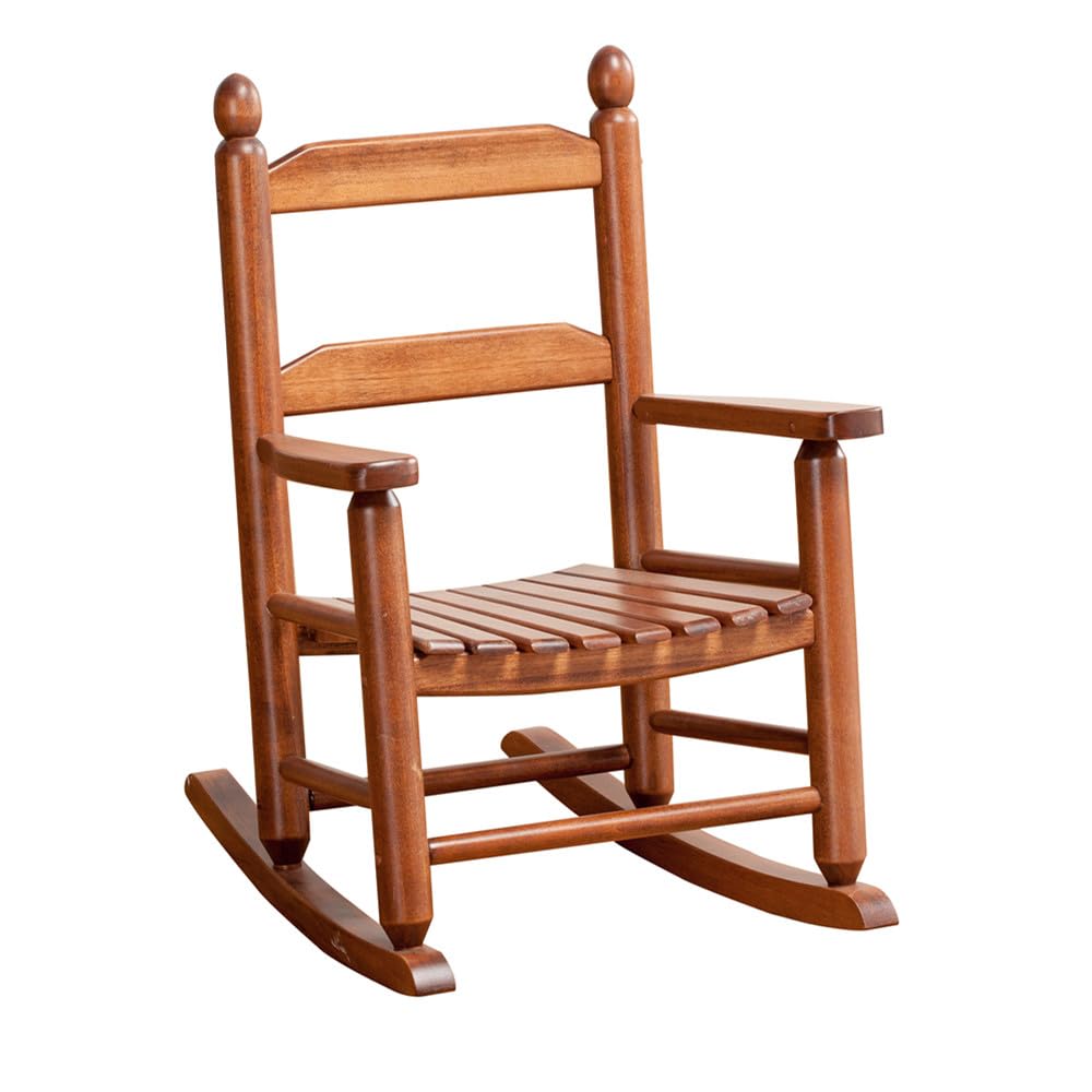 BplusZ child rocking chair front view shows sturdy wood construction for safe, cozy seating.