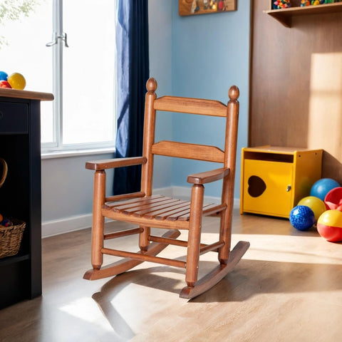 BplusZ child rocking chair side view highlights ergonomic, low-to-ground design for easy independence.