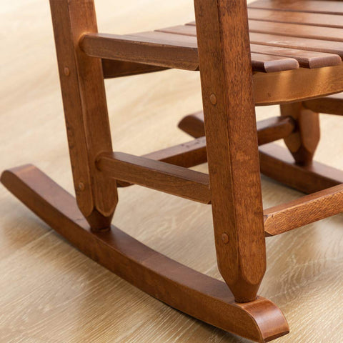BplusZ Toddler Rocking Chair brown finish complements diverse decors.
