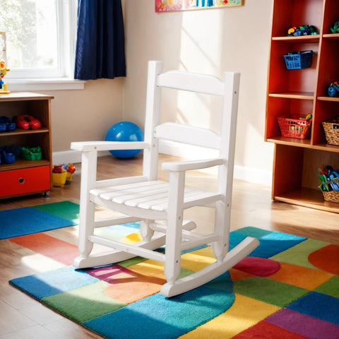 BplusZ Toddler Rocking Chair side view showing ergonomic armrests