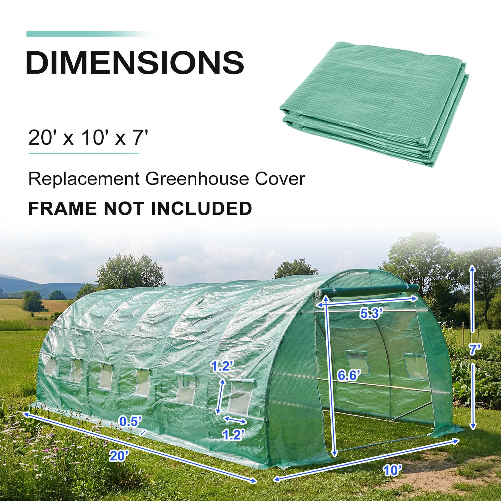 Roll-up windows with insect netting promote airflow and pest control.