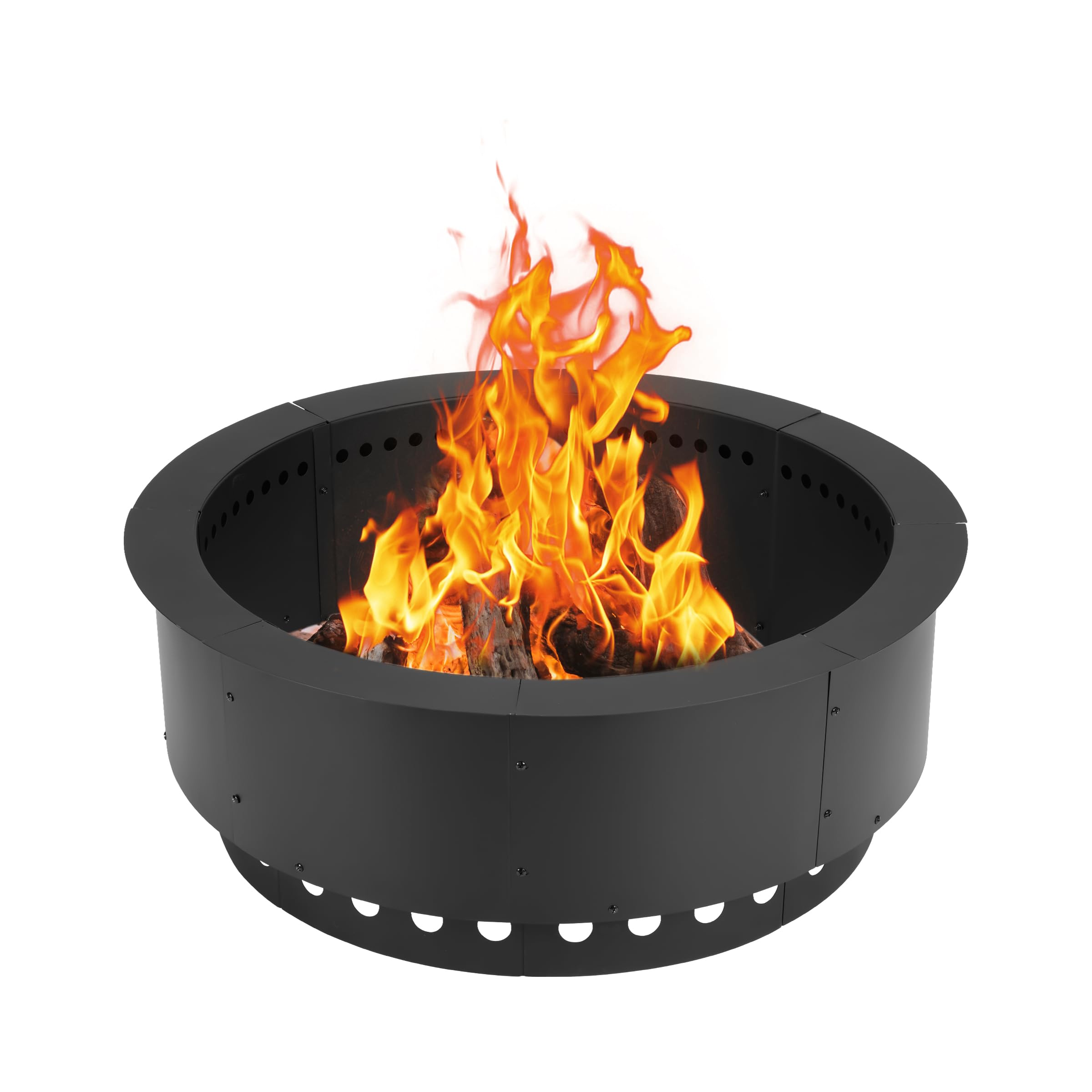 BPS Metal Fire Pit Ring outer view emphasizes its large 30-inch footprint for bigger flames