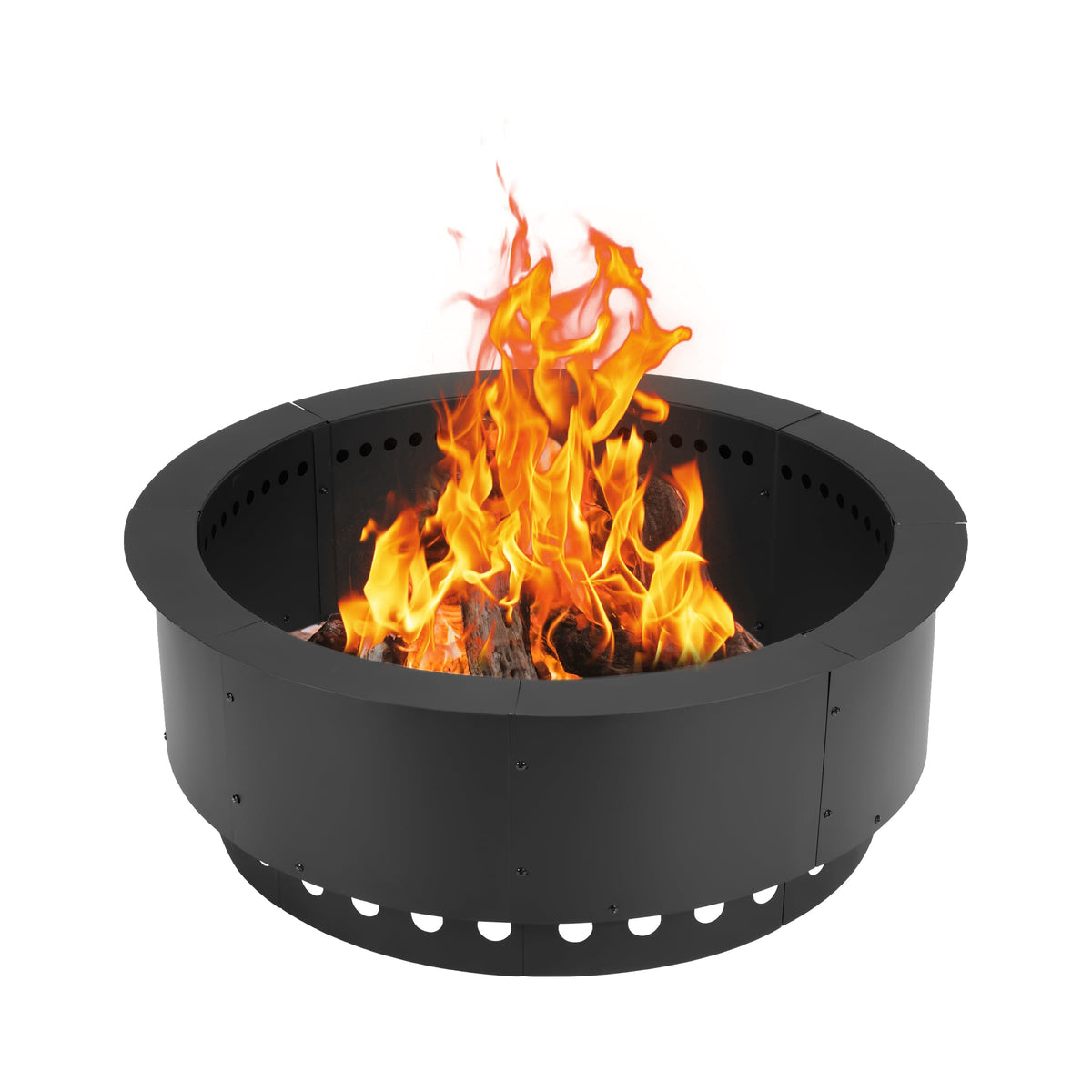 BPS Metal Fire Pit Ring outer view emphasizes its large 30-inch footprint for bigger flames
