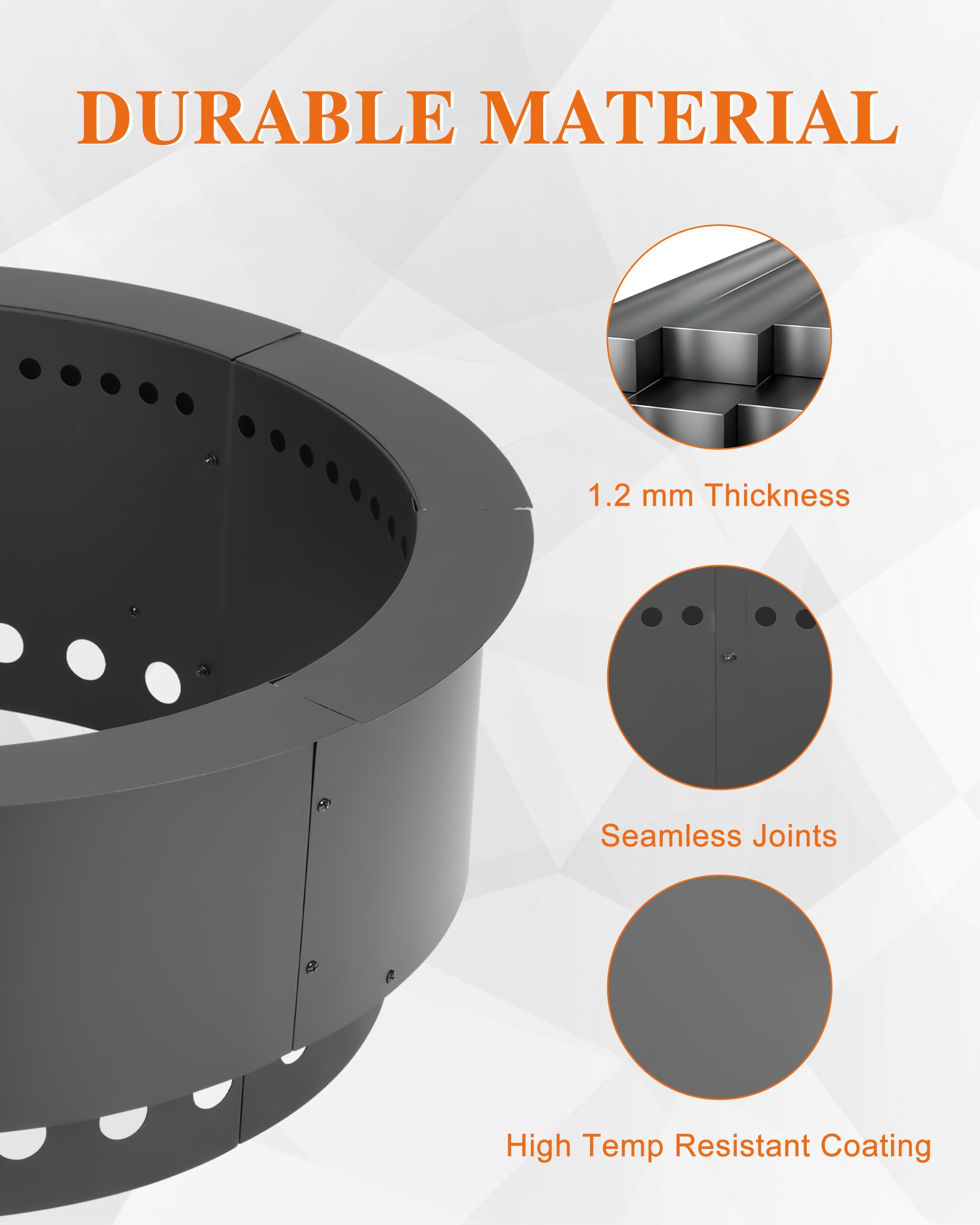BPS Metal Fire Pit Ring safety feature blocks embers and protects surrounding bricks