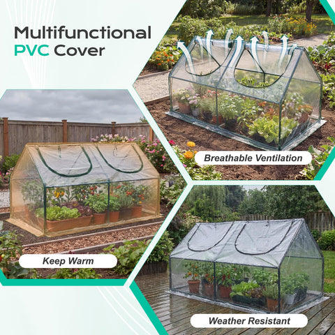 BPS mini greenhouse fits balconies, patios, and raised beds for versatility.