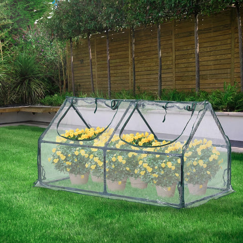 BPS mini greenhouse with two roll-up doors enables convenient watering and trimming.