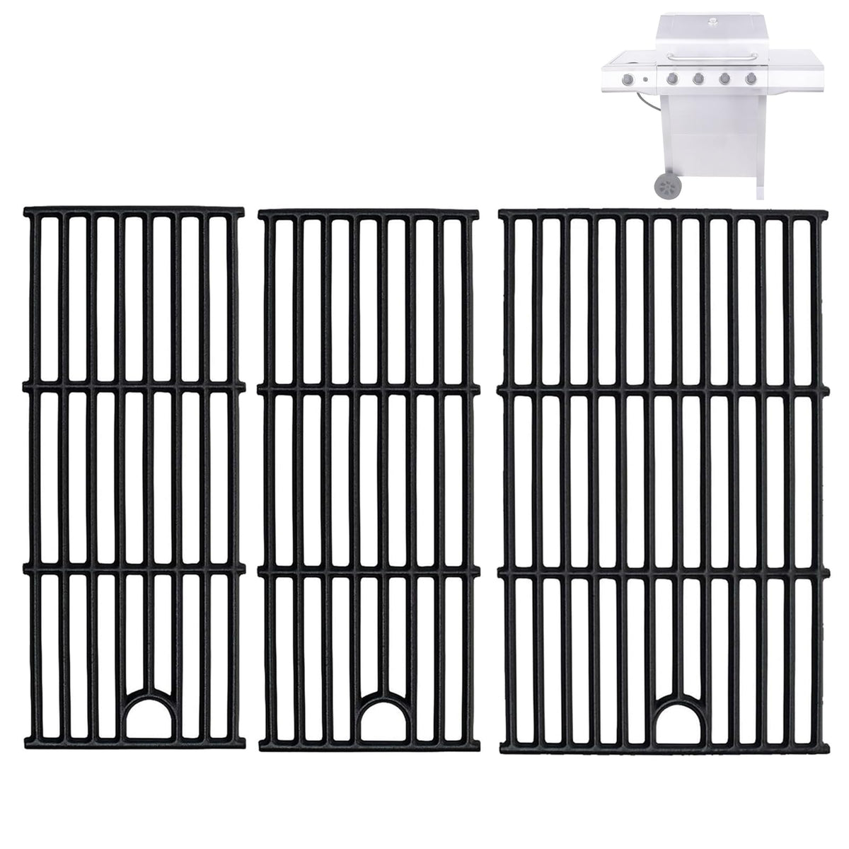 BQMAX 17-inch cast iron grill grate top view shows solid construction for even heat
