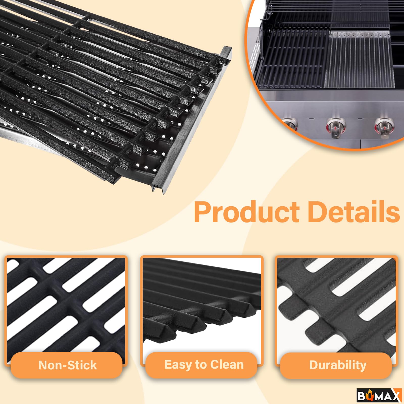 BQMAX cooking grates 3-pack fixtures for Char-Broil