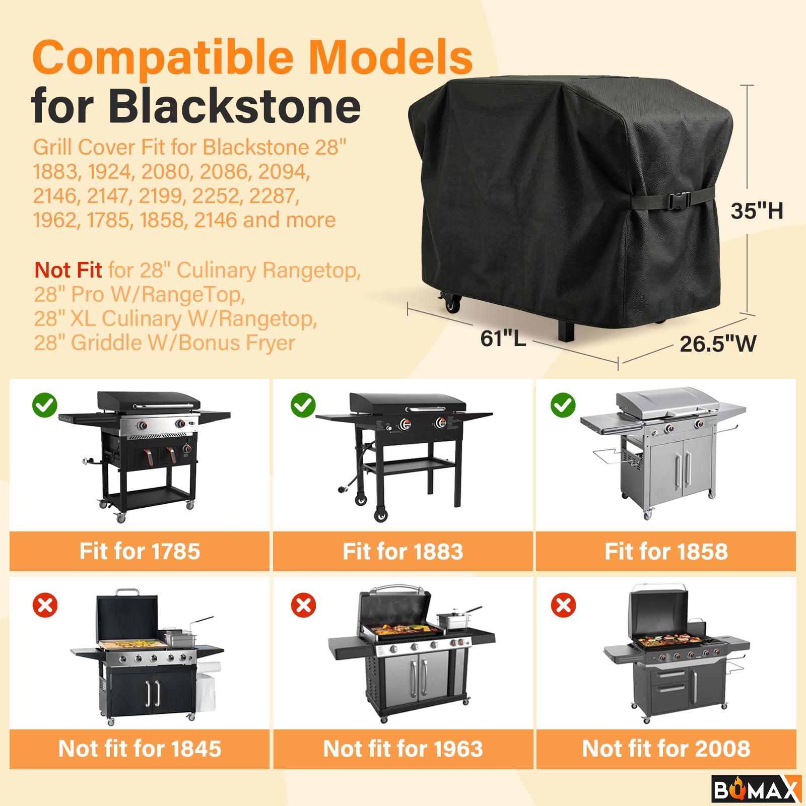 BQMAX cover with double shelf protects Blackstone griddles across configurations