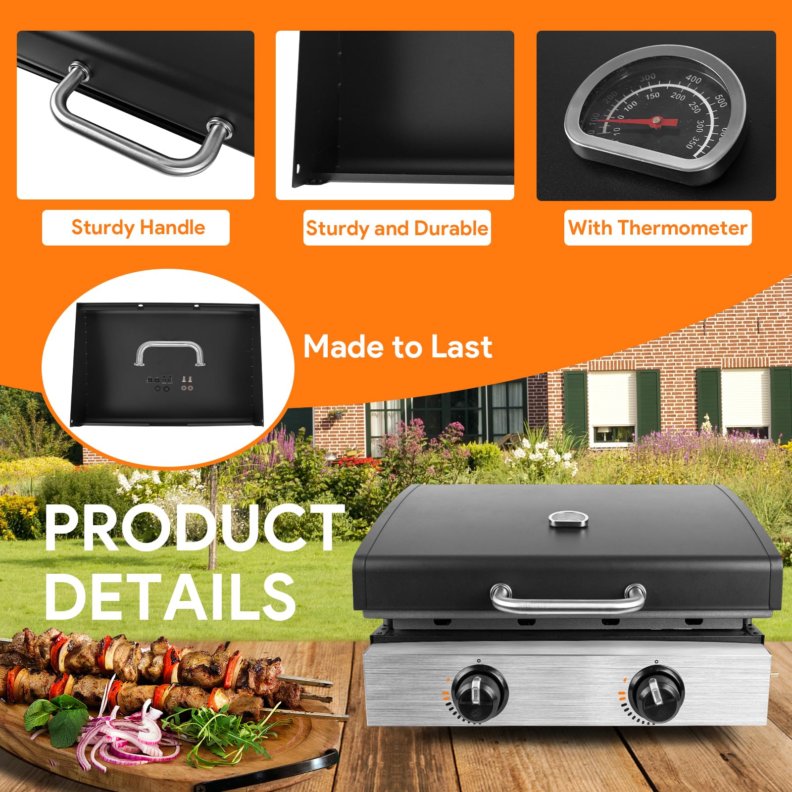 BQMAX mounting hardware secures the lid on a Blackstone 22 inch griddle