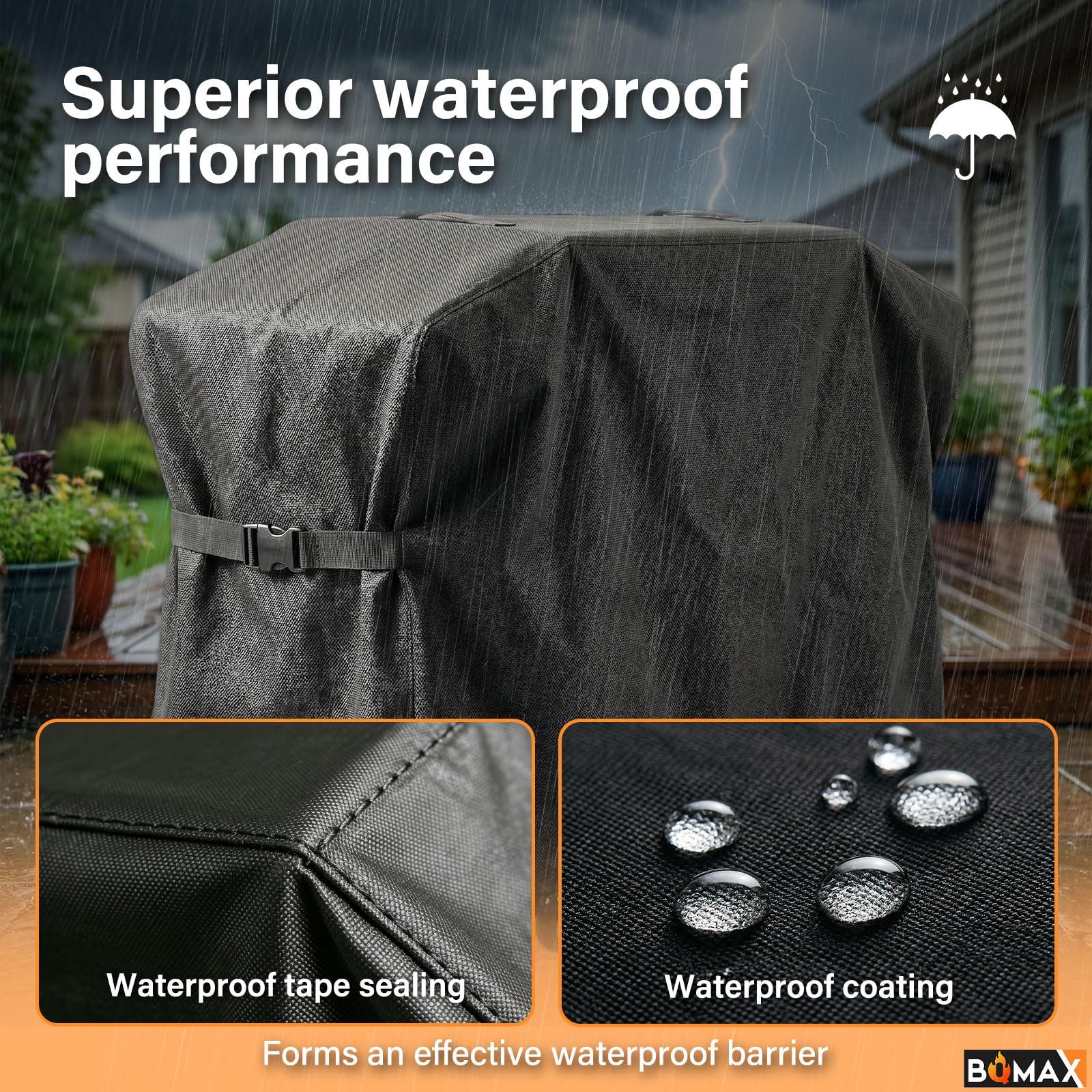 BQMAX heavy duty 600D polyester fabric resists wear and rain