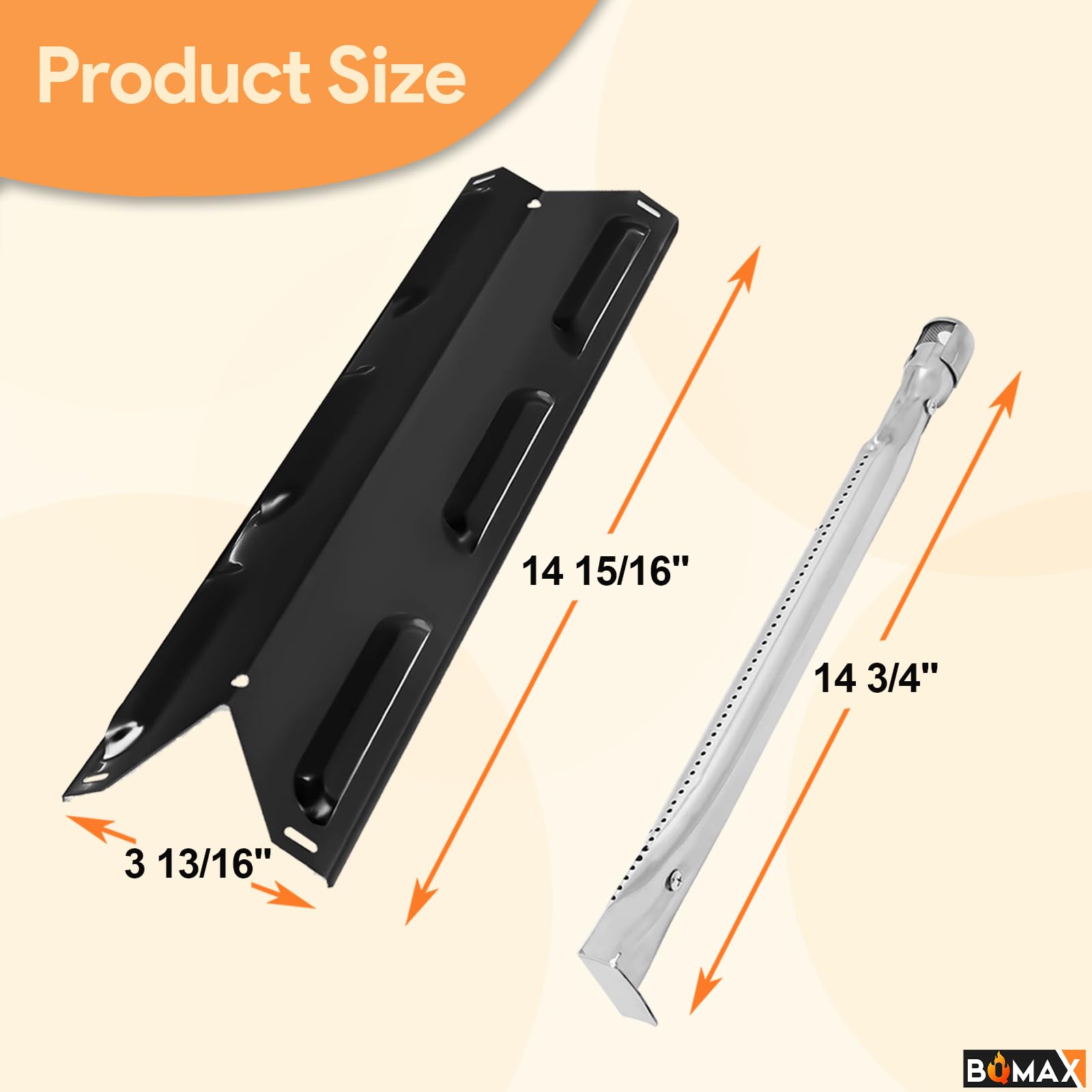 BQMAX stainless steel burner tubes provide durability and consistent heat.