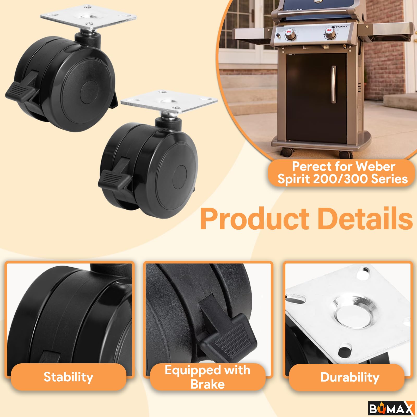 BQMAX spirit-e-210-e-215 wheels enable easy repositioning for Spirit models