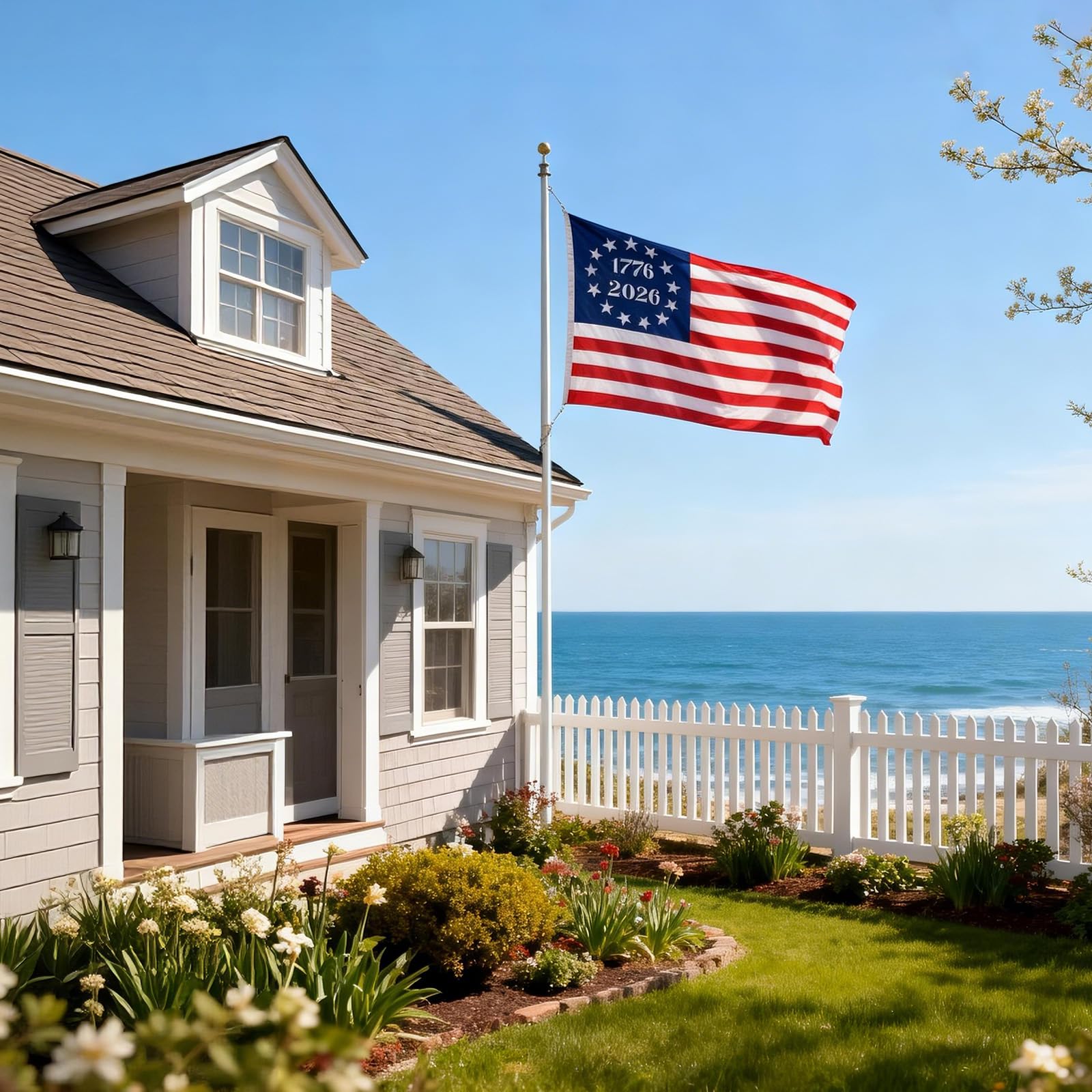 Bradford 1776 flag heavy-duty stitching helps resist fraying.