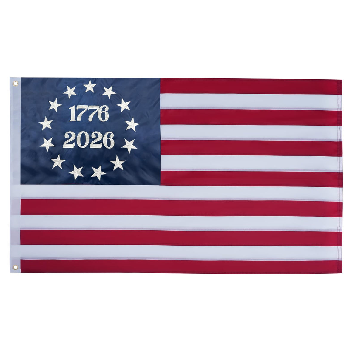 Bradford 1776 Bennington flag embroidery detail for porch display and pride.