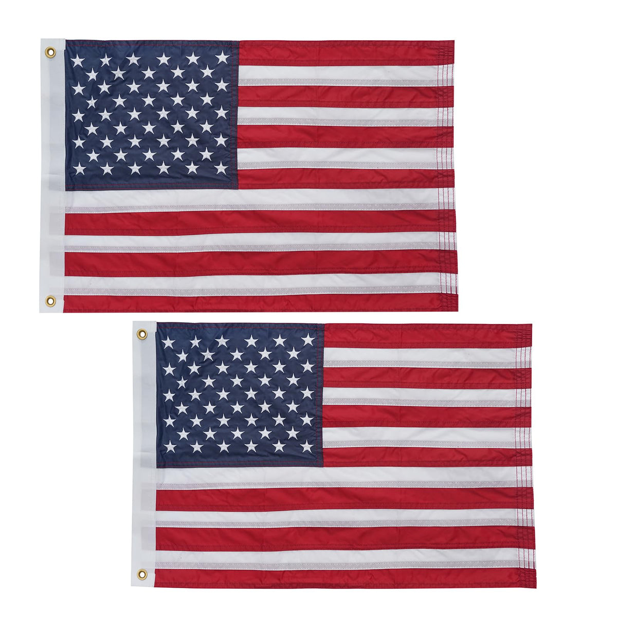 Bradford embroidered American flag 12x18 close-up of stars for outdoor display.