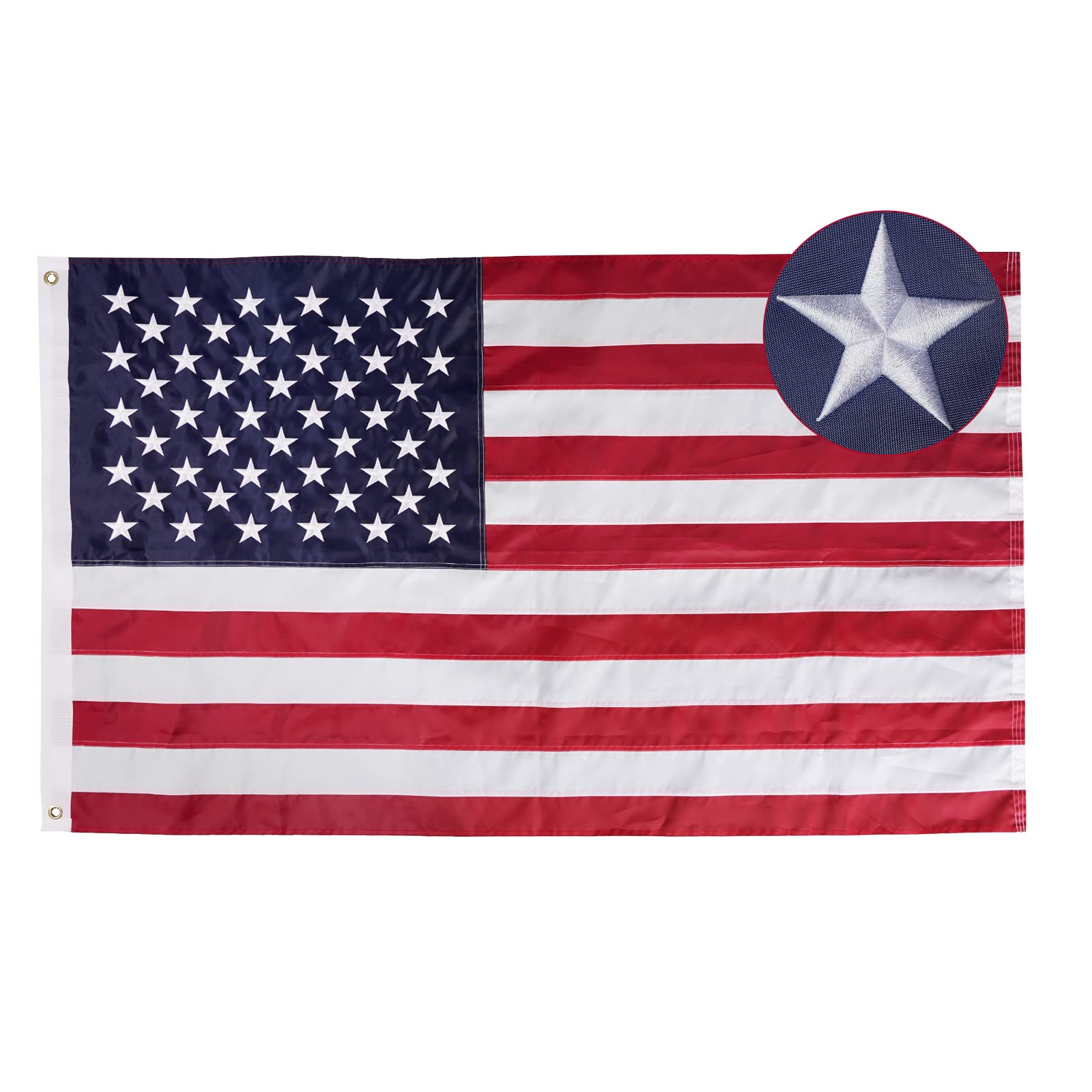 Bradford 3x5 American flag front view with embroidered stars and durable nylon.