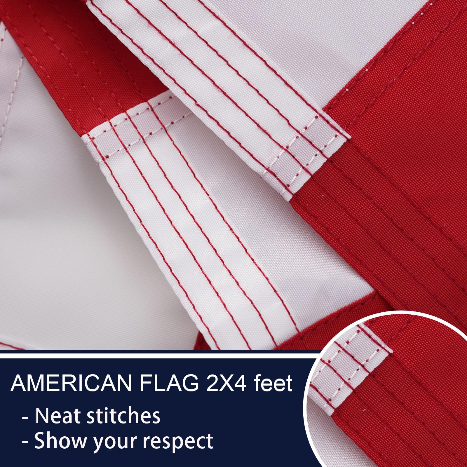 Bradford American Flag edge stitching reinforces durability against fraying