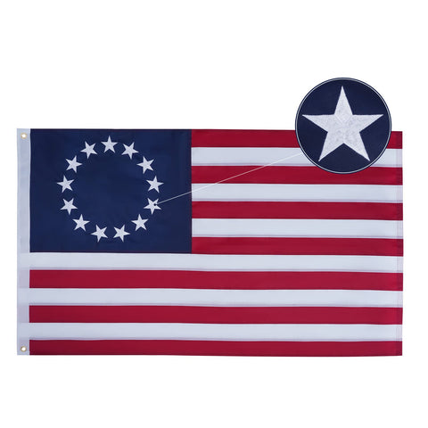 Bradford Betsy Ross flag 3x5 front view with vivid embroidery for porch display