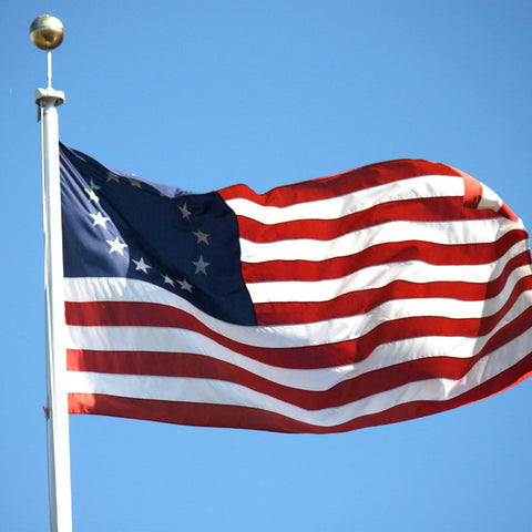 Bradford Betsy Ross flag displayed on a flagpole during holidays
