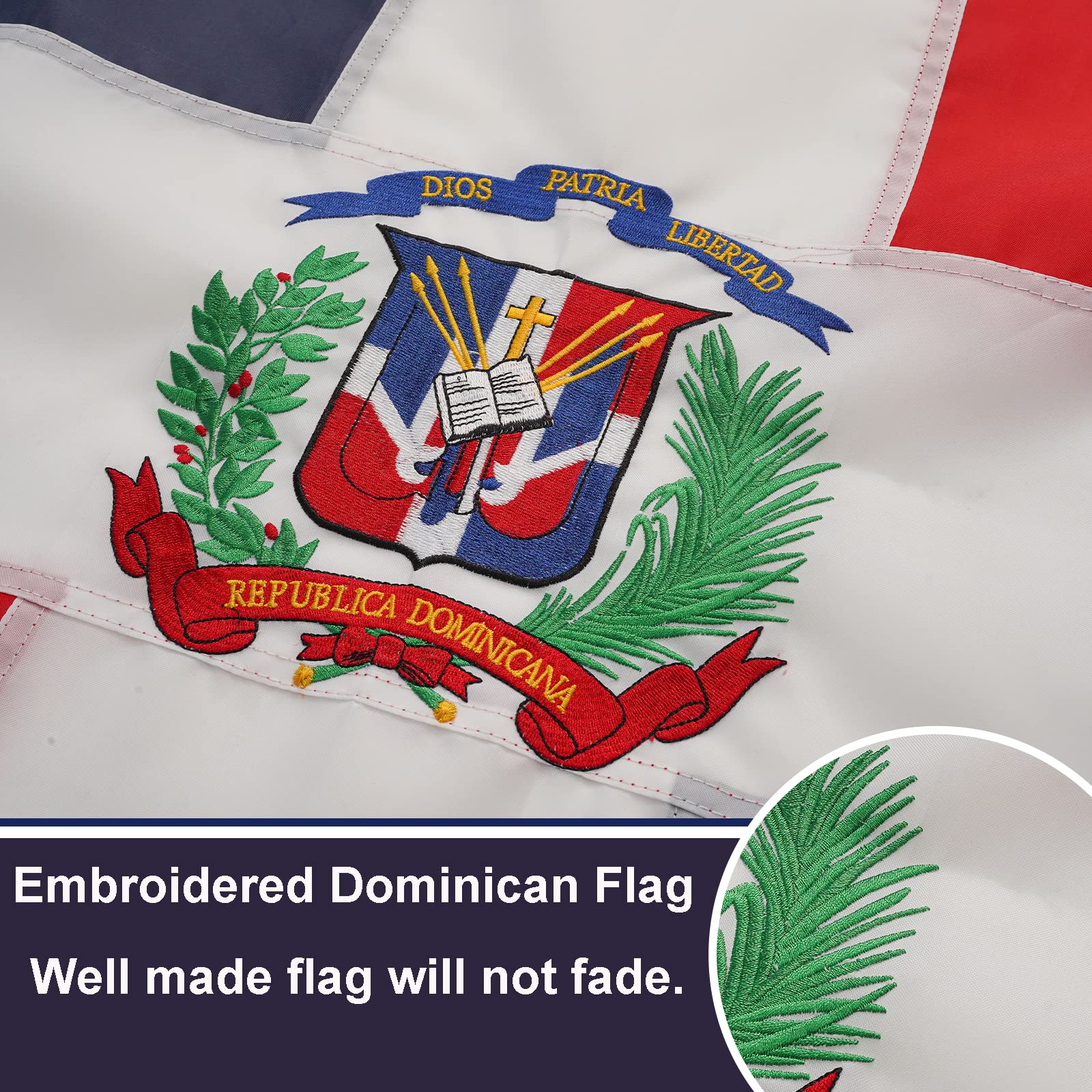 Bradford Dominican flag double embroidered back ensures authentic look from both sides