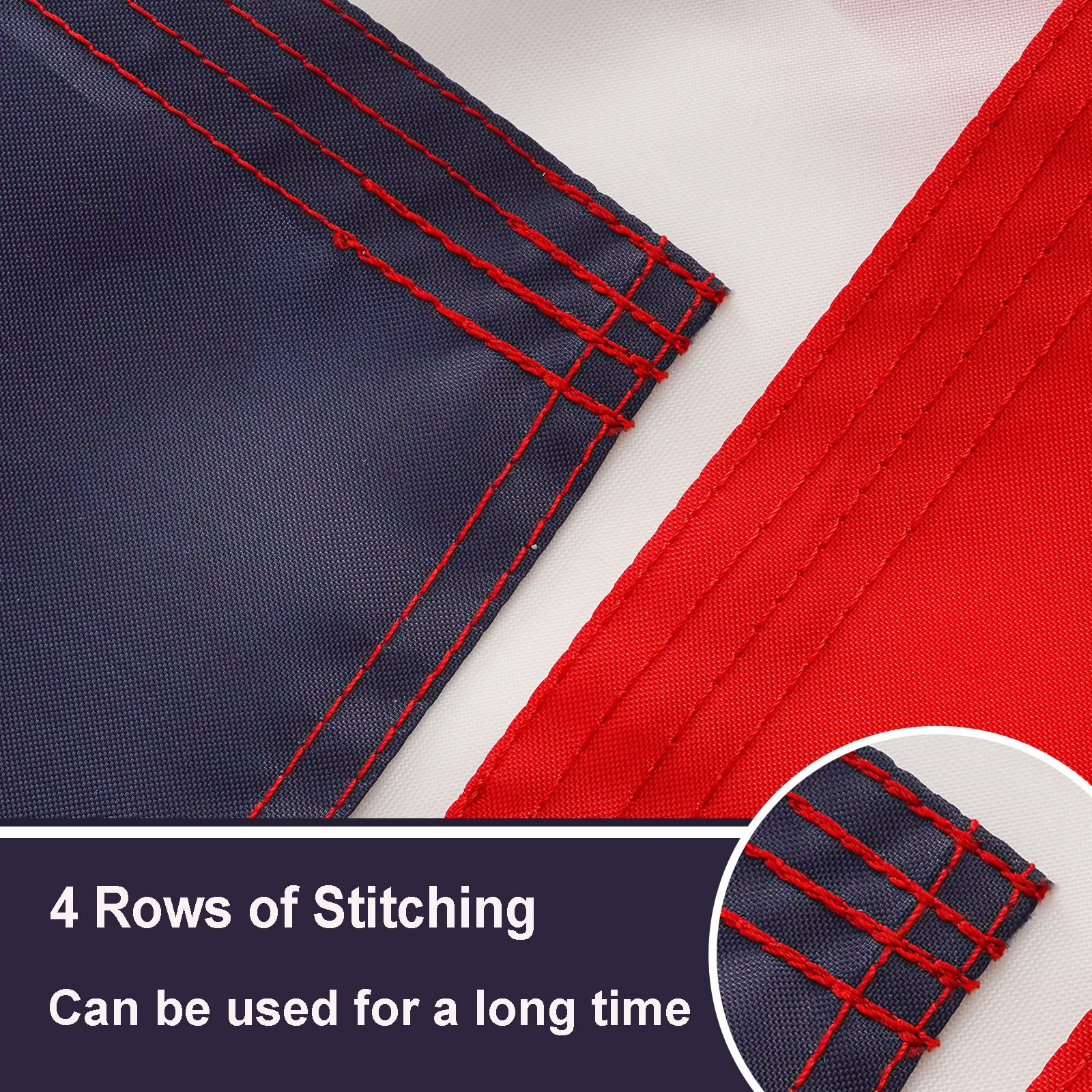 Heavy outdoor flag material withstands wind and weather for long-lasting display