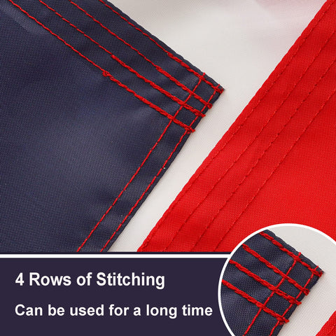 Heavy outdoor flag material withstands wind and weather for long-lasting display