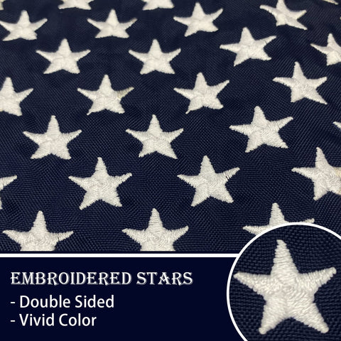 Bradford double-sided embroidery flag shown from both sides for yard visibility