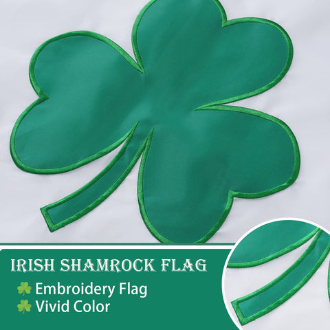 Bradford embroidered Irish flag closeup highlights durable stitching and vivid colors.